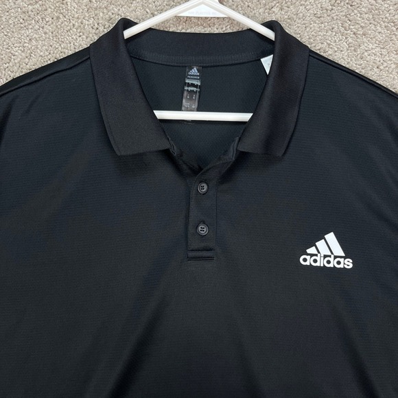Adidas‎ Polo Shirt Mens XL Black Short Sleeve Performance Golf Primegreen EUC